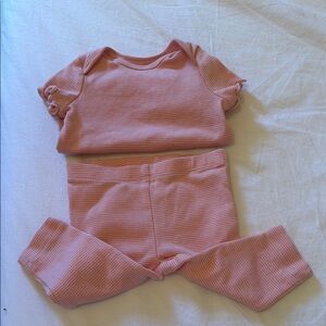 Pink Ribbed Baby Two-Piece Set
